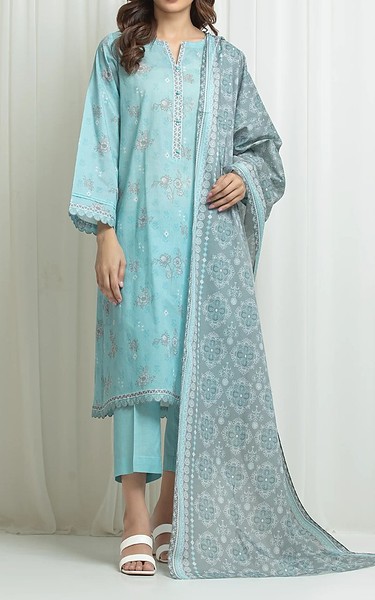 Edenrobe Light Blue Lawn Suit | Pakistani Lawn Dress in USA- Image 1