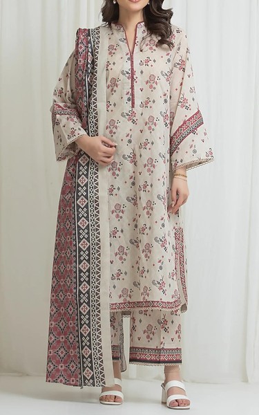 Edenrobe Beige Lawn Suit | Pakistani Lawn Dress in USA- Image 1