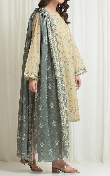 Edenrobe Tan Lawn Suit | Pakistani Lawn Dress in USA- Image 2