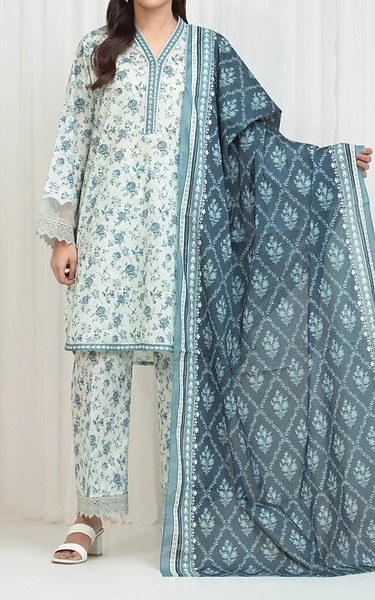 Edenrobe Off White Lawn Suit | Pakistani Lawn Dress in USA- Image 1