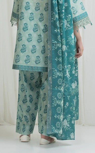 Edenrobe Cyan Opaque Lawn Suit | Pakistani Lawn Dress in USA- Image 2