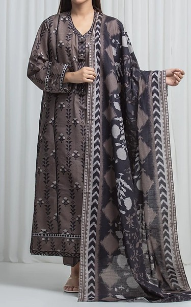 Edenrobe Brown Khaddar Suit | Pakistani Winter Dresses in USA- Image 1