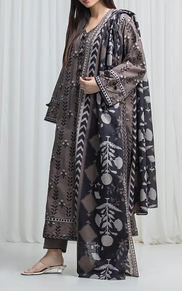 Edenrobe Brown Khaddar Suit | Pakistani Winter Dresses in USA- Image 2