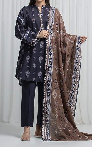 Edenrobe Black Khaddar Suit | Pakistani Winter Dresses in USA- Image 1