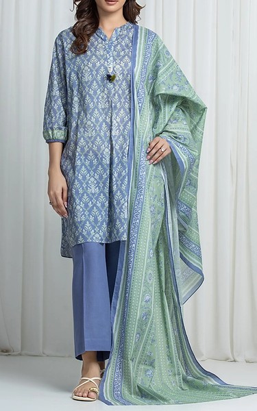 Edenrobe Sky Blue Khaddar Suit | Pakistani Winter Dresses in USA- Image 1