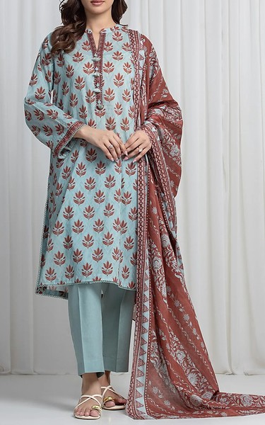 Edenrobe Light Turquoise Khaddar Suit | Pakistani Winter Dresses in USA- Image 1
