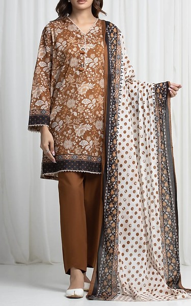 Edenrobe Brown Khaddar Suit | Pakistani Winter Dresses in USA- Image 1