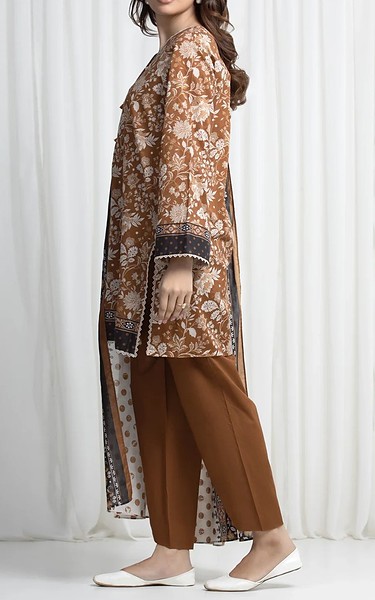 Edenrobe Brown Khaddar Suit | Pakistani Winter Dresses in USA- Image 2