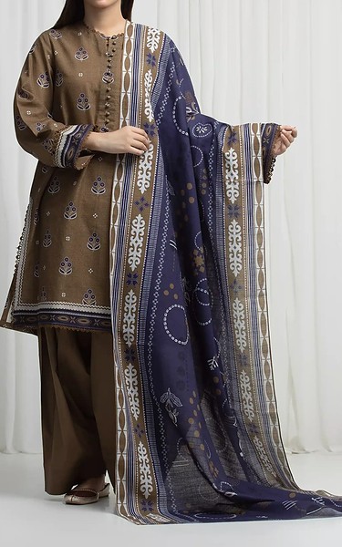 Edenrobe Olive Khaddar Suit | Pakistani Winter Dresses in USA- Image 1