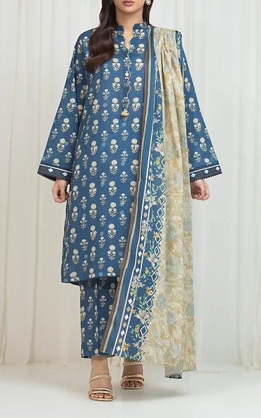 Edenrobe Blue Lawn Suit | Pakistani Lawn Dress in USA- Image 1