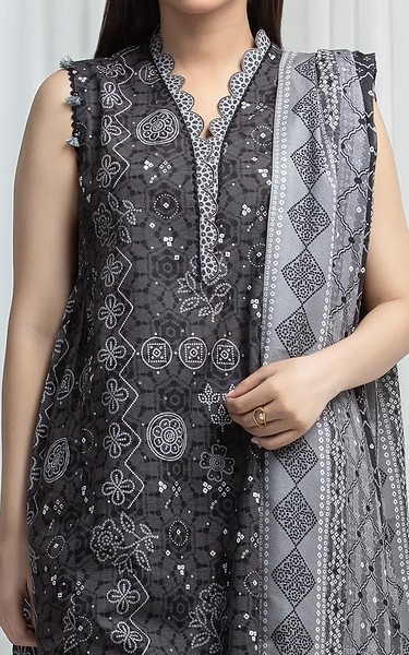 Edenrobe Black Khaddar Suit | Pakistani Winter Dresses in USA- Image 2