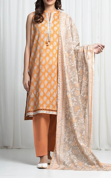 Edenrobe Orange Khaddar Suit | Pakistani Winter Dresses in USA- Image 1
