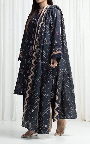Edenrobe Navy Khaddar Suit | Pakistani Winter Dresses in USA- Image 2