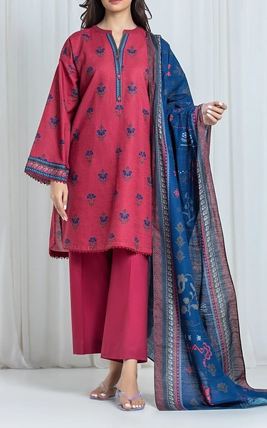 Edenrobe Solid Pink Khaddar Suit | Pakistani Winter Dresses in USA- Image 1