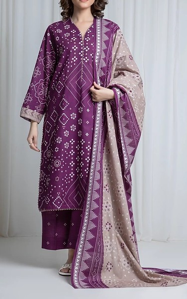 Edenrobe Purple Khaddar Suit | Pakistani Winter Dresses in USA- Image 1