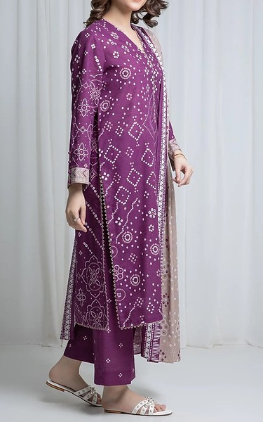 Edenrobe Purple Khaddar Suit | Pakistani Winter Dresses in USA- Image 2