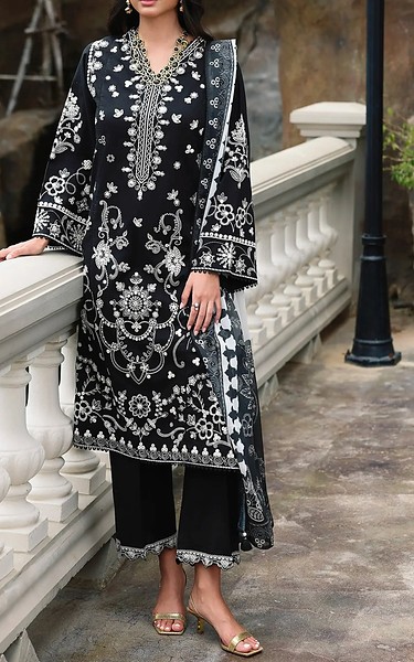 Edenrobe Black/Off White Cambric Suit | Pakistani Winter Dresses in USA- Image 1