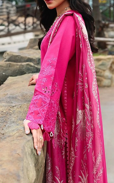 Edenrobe Cerise Pink Cambric Suit | Pakistani Winter Dresses in USA- Image 2