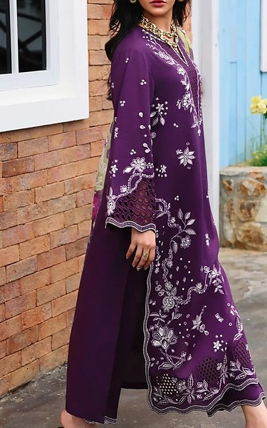 Edenrobe Purple Cambric Suit | Pakistani Winter Dresses in USA- Image 2