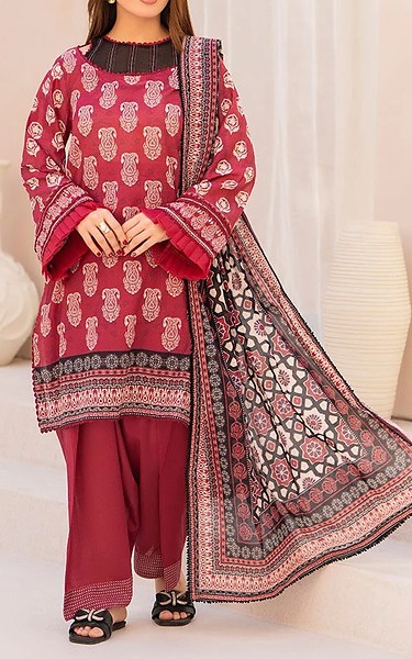 Ellena Faded Red Lawn Suit | Pakistani Lawn Dress in USA- Image 1