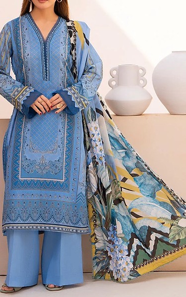 Ellena Cornflower Blue Lawn Suit | Pakistani Lawn Dress in USA- Image 1