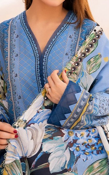 Ellena Cornflower Blue Lawn Suit | Pakistani Lawn Dress in USA- Image 2