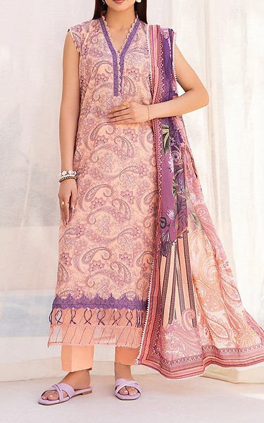 Ellena Peach Lawn Suit | Pakistani Lawn Dress in USA- Image 1