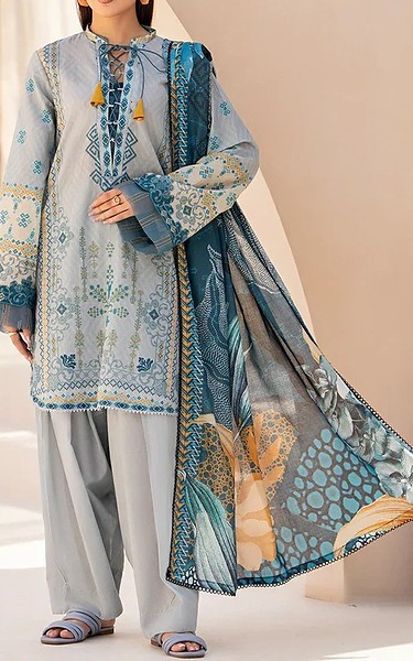 Ellena Light Grey Lawn Suit | Pakistani Lawn Dress in USA- Image 1