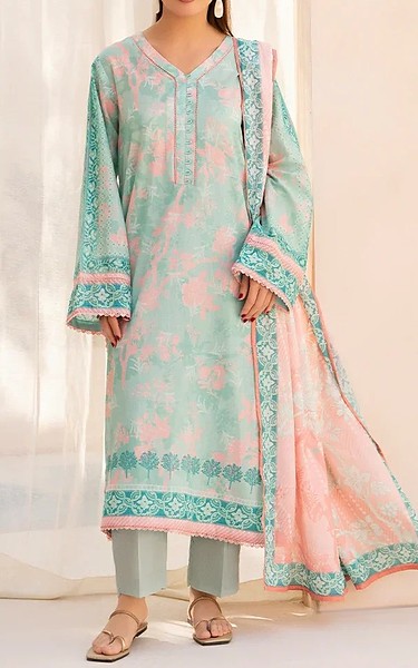 Ellena Summer Green/Light Pink Lawn Suit | Pakistani Lawn Dress in USA- Image 1