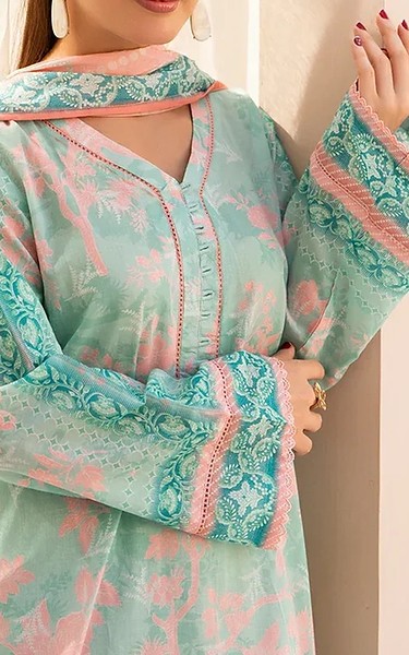 Ellena Summer Green/Light Pink Lawn Suit | Pakistani Lawn Dress in USA- Image 2