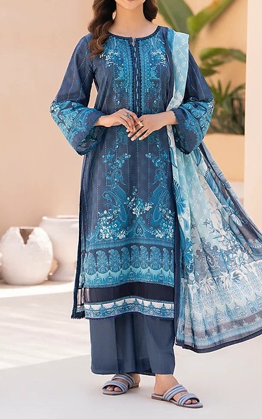 Ellena Navy Blue Lawn Suit | Pakistani Lawn Dress in USA- Image 1
