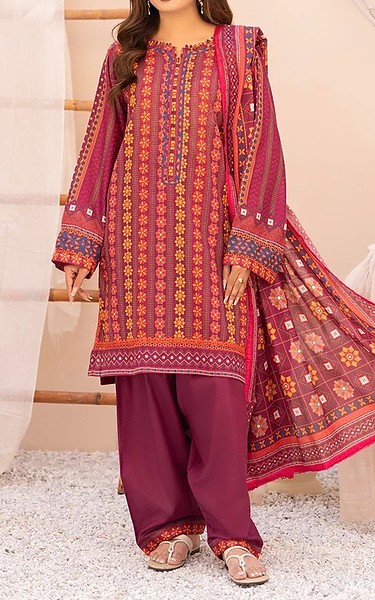 Ellena Wine Lawn Suit | Pakistani Lawn Dress in USA- Image 1