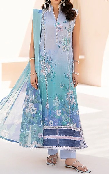 Ellena Pale Aqua Lawn Suit | Pakistani Lawn Dress in USA- Image 1