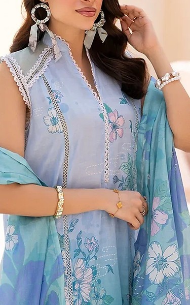 Ellena Pale Aqua Lawn Suit | Pakistani Lawn Dress in USA- Image 2