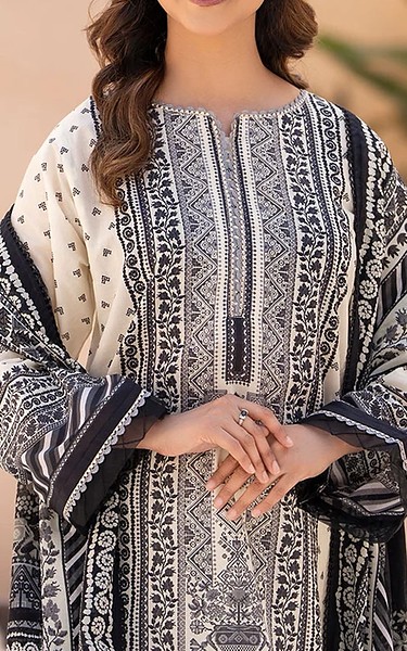 Ellena Off White/Black Lawn Suit | Pakistani Lawn Dress in USA- Image 2