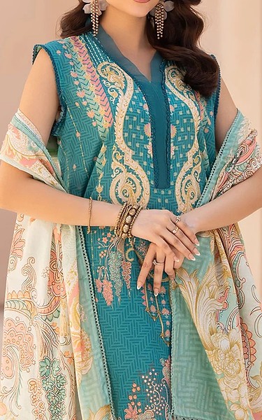 Ellena Teal Lawn Suit | Pakistani Lawn Dress in USA- Image 2