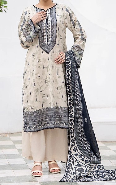 Ellena Pastel Grey Lawn Suit | Pakistani Lawn Dress in USA- Image 1