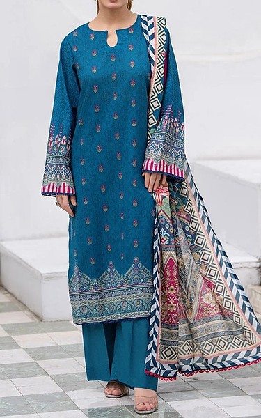 Ellena Denim Blue Lawn Suit | Pakistani Lawn Dress in USA- Image 1