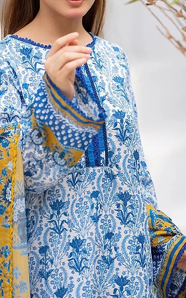 Ellena Off White/Blue Lawn Suit | Pakistani Lawn Dress in USA- Image 2