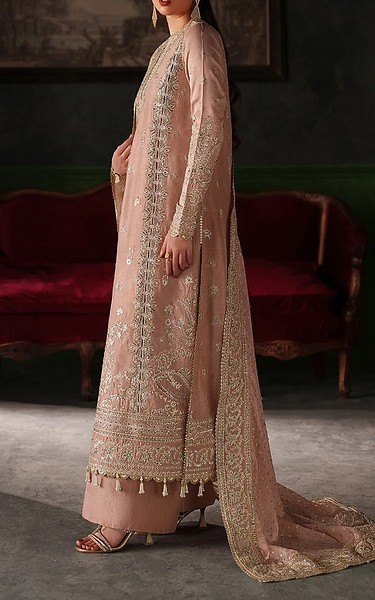 Emaan Adeel Rose Pink Raw Silk Suit | Pakistani Embroidered Chiffon Dresses USA- Image 2
