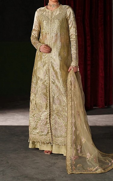 Emaan Adeel Golden Mesoury Suit | Pakistani Embroidered Chiffon Dresses USA- Image 1