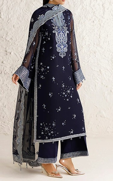 Farasha Navy Chiffon Suit | Pakistani Embroidered Chiffon Dresses USA- Image 3