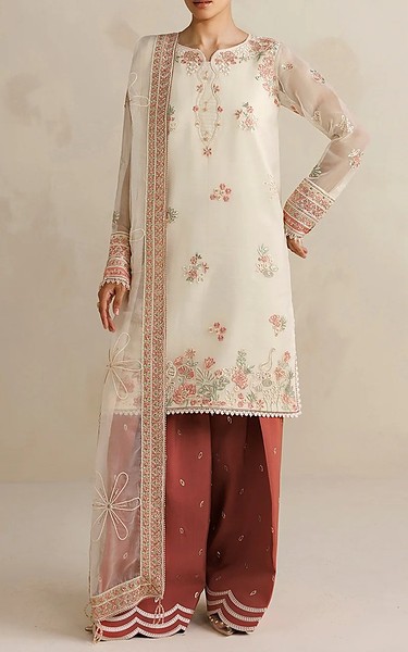 Farasha Off White Chiffon Suit | Pakistani Embroidered Chiffon Dresses USA- Image 2