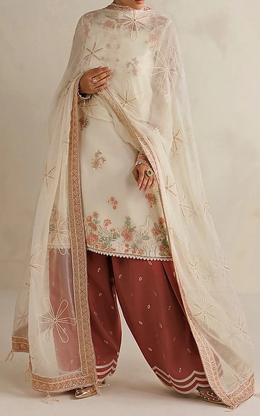 Farasha Off White Chiffon Suit | Pakistani Embroidered Chiffon Dresses USA- Image 3