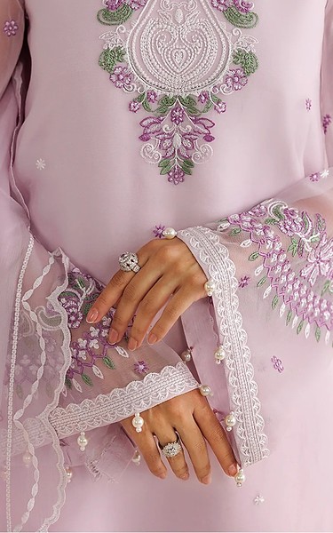 Farasha Pink Flare Chiffon Suit | Pakistani Embroidered Chiffon Dresses USA- Image 2