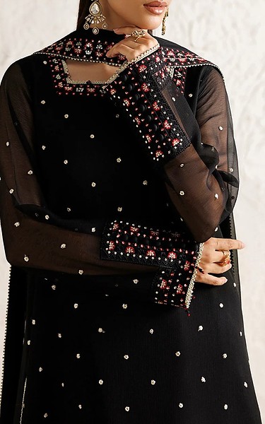 Farasha Black Chiffon Suit | Pakistani Embroidered Chiffon Dresses USA- Image 2