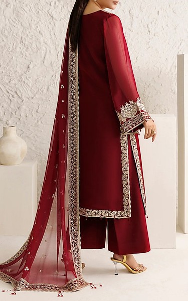 Farasha Maroon Chiffon Suit | Pakistani Embroidered Chiffon Dresses USA- Image 2