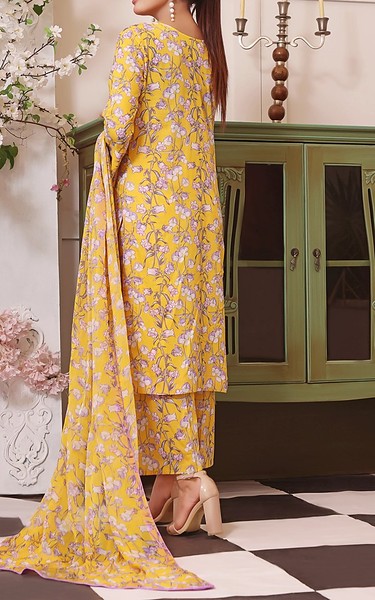 Feathers Yellow Lawn Suit | Pakistani Lawn Dress in USA- Image 2