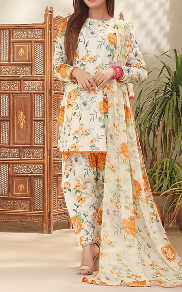 Feathers Off White Lawn Suit | Pakistani Lawn Dress in USA- Image 1