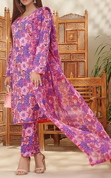 Feathers Blue/Pink Lawn Suit | Pakistani Lawn Dress in USA- Image 2